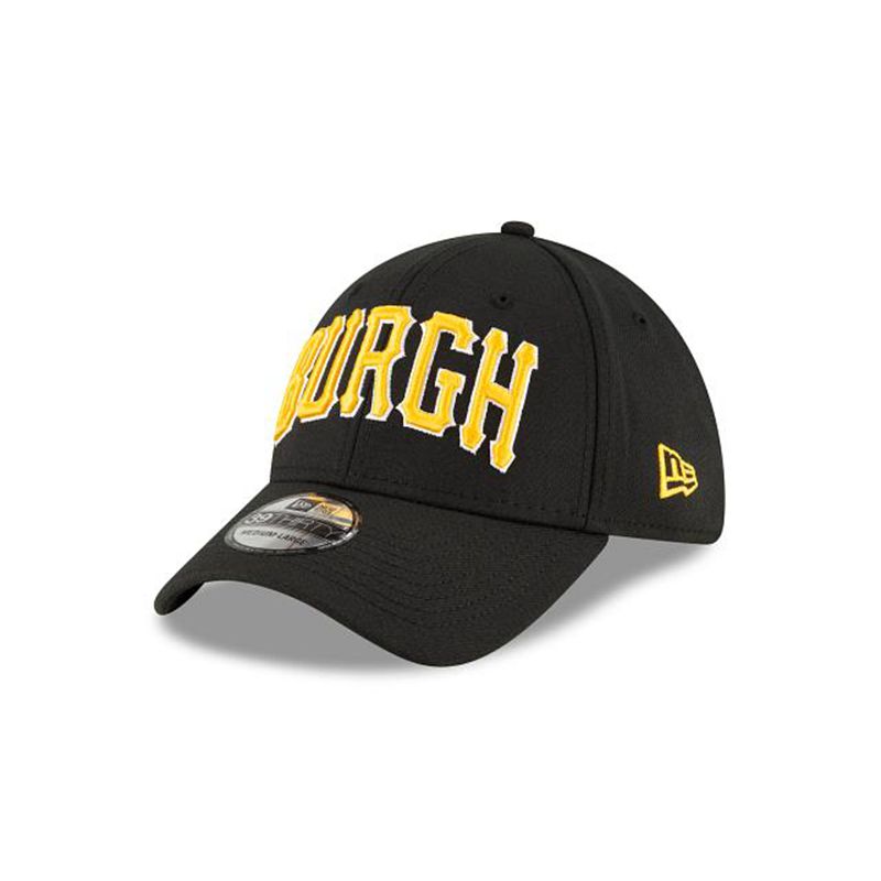 MLB Pittsburgh Pirates Ligature 39Thirty Stretch Fit (ZMY5031) - Black New Era Caps